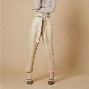 BCBG Faux Leather Pant in Flaxseed - S